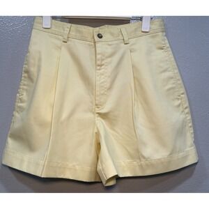 Vintage Liz Claiborne Shorts Womens Size 12 Pleated High Rise Cotton Lt. Yellow